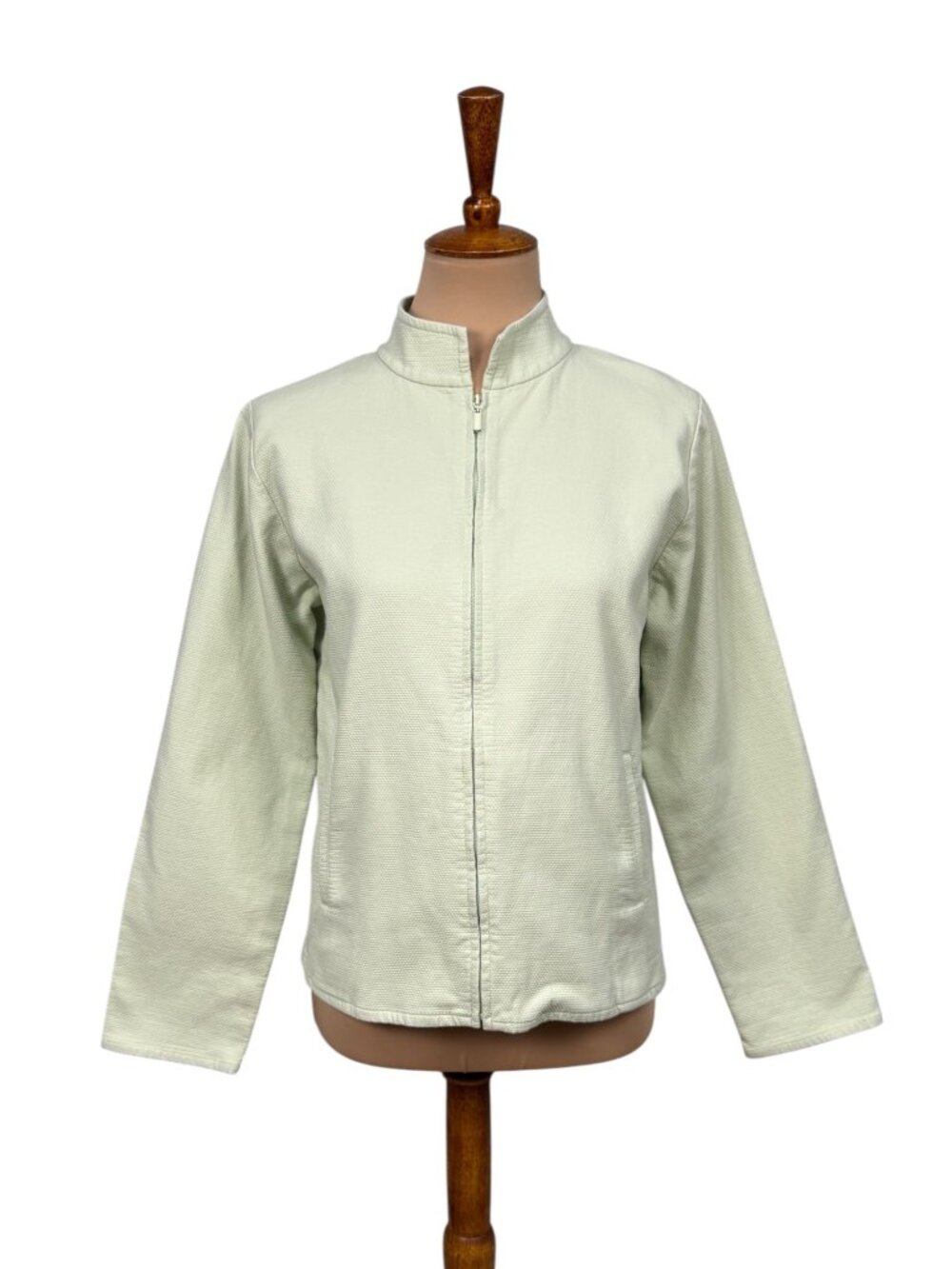 Eileen Fisher Petite Full-Zip Textured Jacket PM Cotton Blend